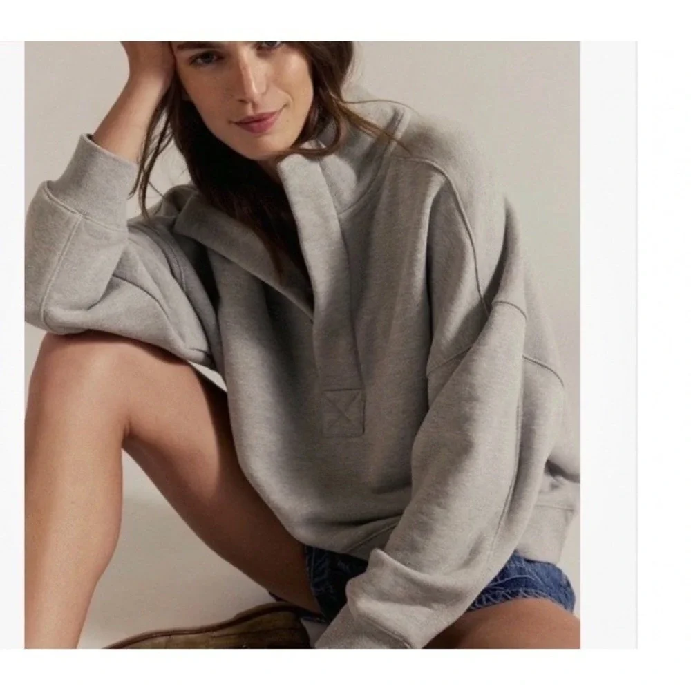 Free‎ People We The Free Timeless Pullover Heather Grey Mock Neck Sweatshirt XS